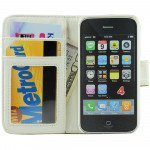 Wholesale iPhone 4S 4 Diamond Flip Leather Wallet Case (White)